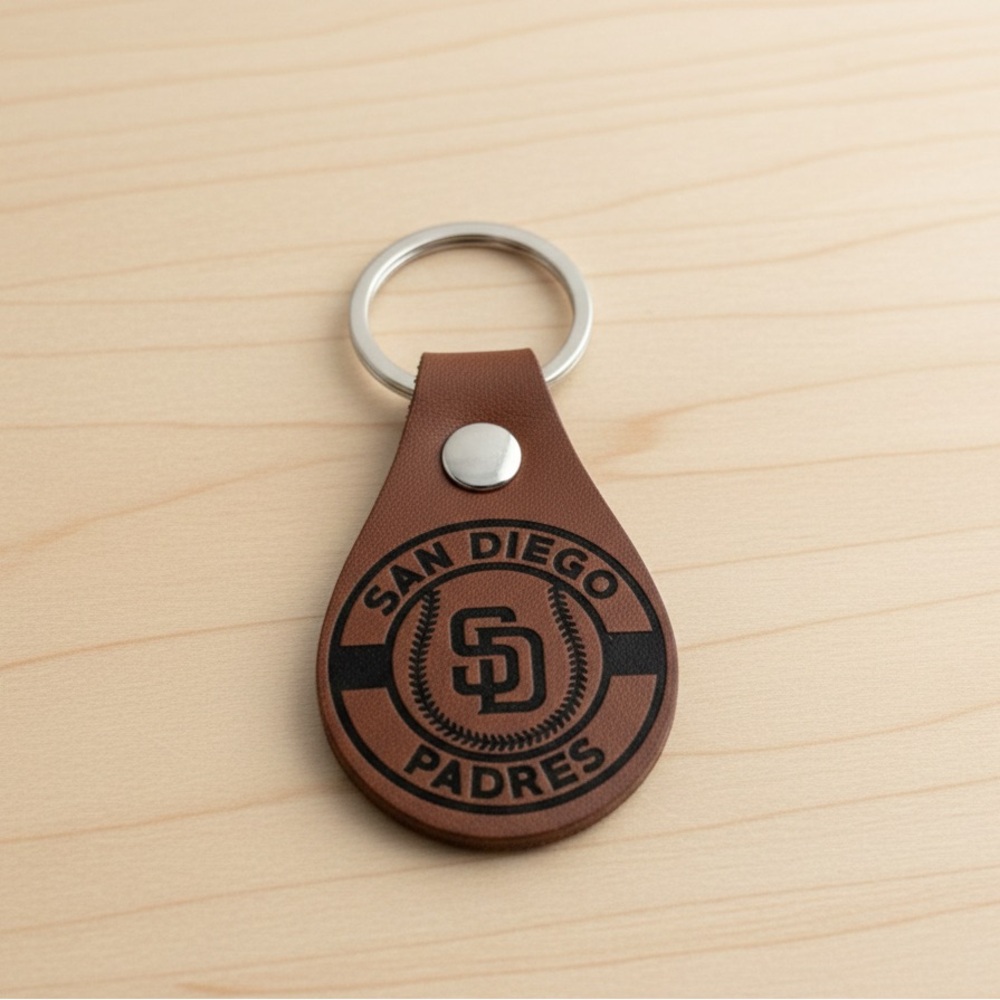 San Diego Padres Laser Engraved Leather Keychain